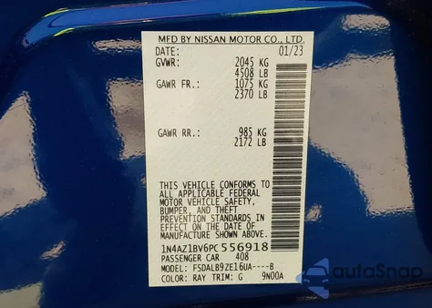 2023 Nissan Leaf S 40 Kwh from USA, damaged, VIN 1N4AZ1BV6PC556918